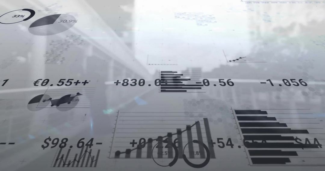 Abstract Financial Data Displayed Over Urban Background