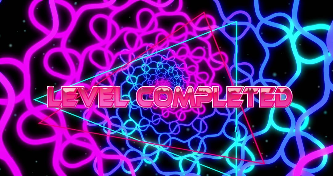 Level Completed Neon Light Game Design Concept