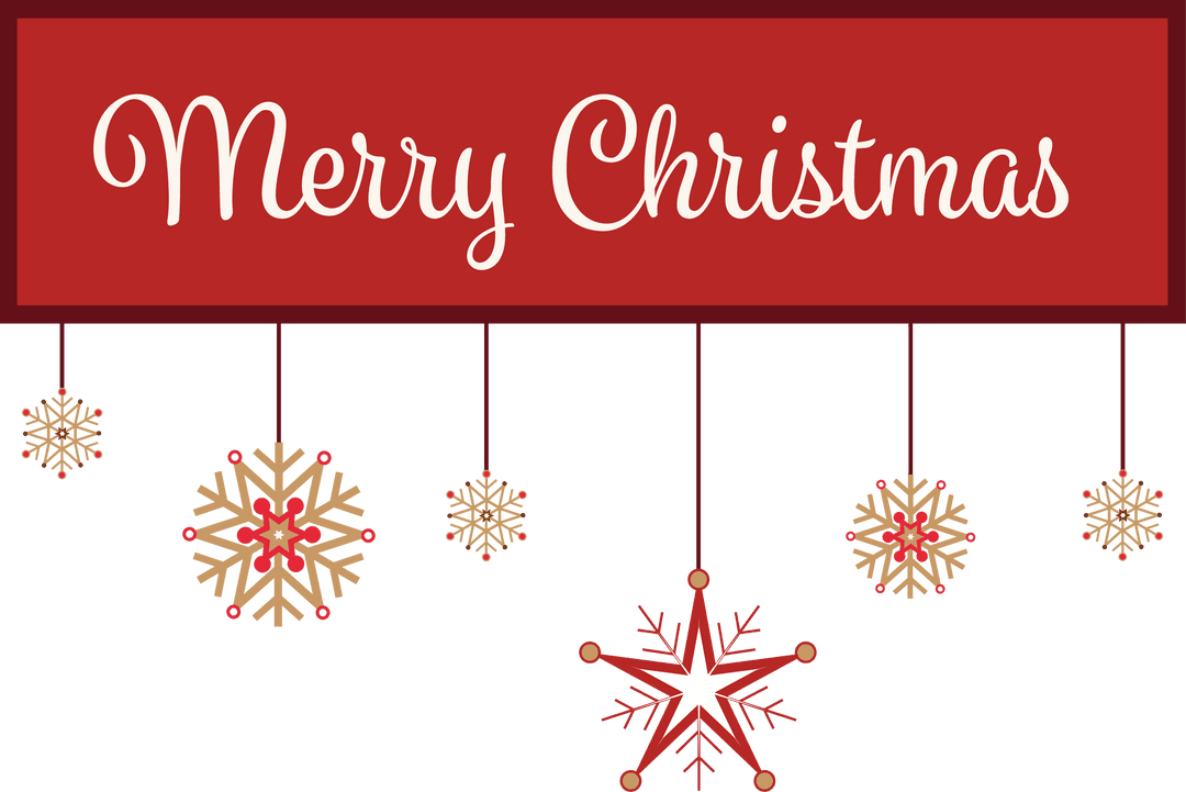 Merry Christmas Transparent Design with Hanging Snowflakes