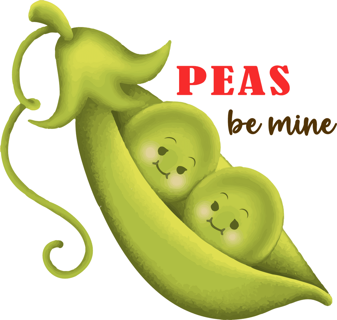 Playful Peas with Cute Faces on Transparent Background