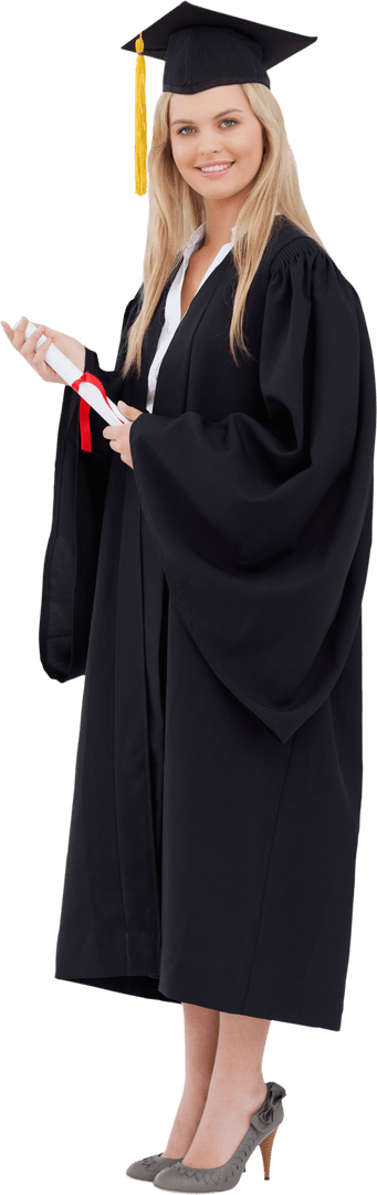 Transparent Background - Smiling Graduate Holding Diploma