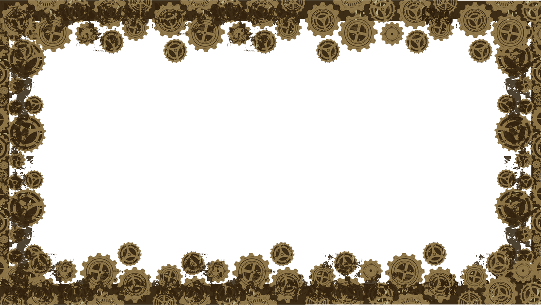 Steampunk Gears and Cogs Frame on Transparent Background