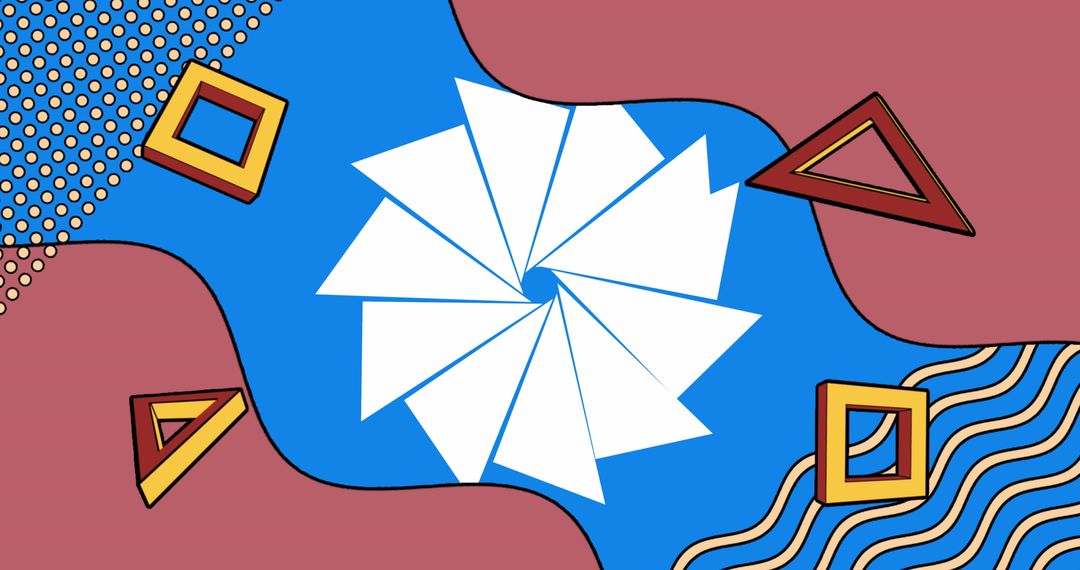 Retro Data Processing Concept with Abstract Geometric Shapes