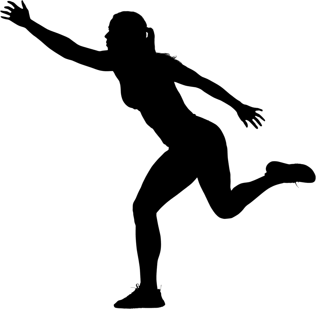 Silhouette of Running Woman on Transparent Background