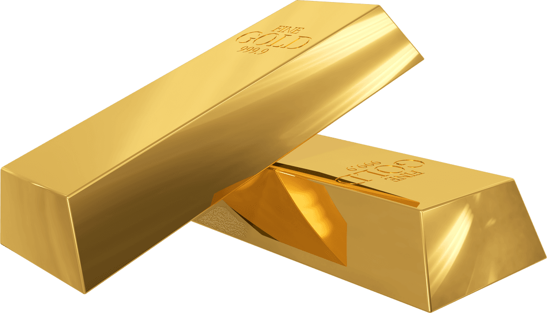 Two Transparent Gold Bars Resting Against Each Other