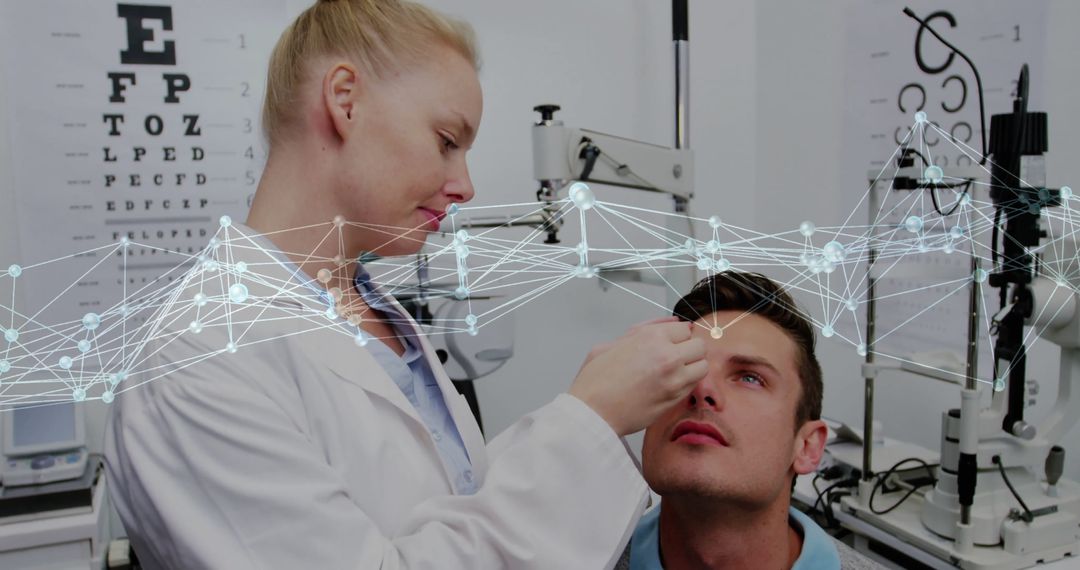 Eye Examination with Overlay of Digital Network Visualization