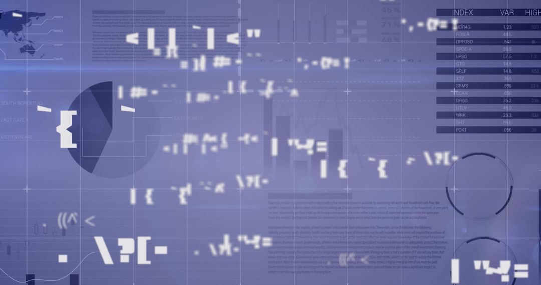 Modern Digital Interface with Changing Financial Symbols and Data