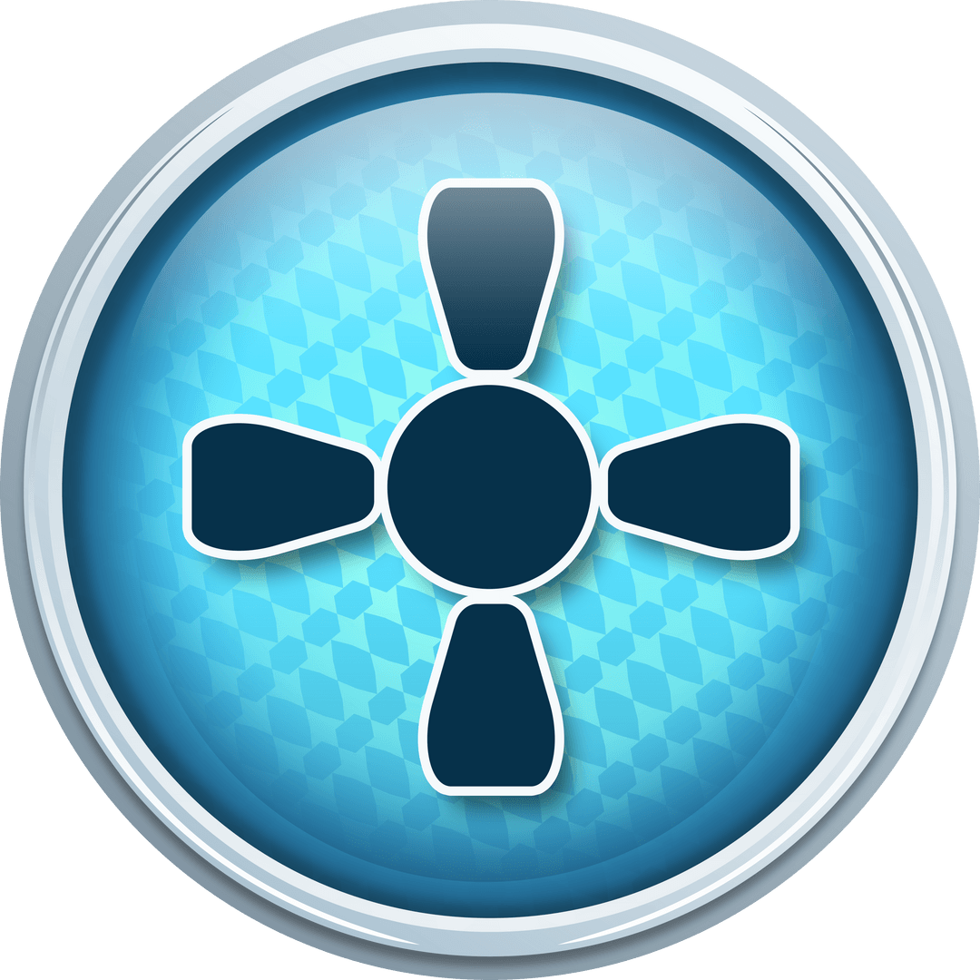 Blue Transparent Fan Icon on Graident Background