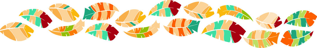 Transparent Autumn Leaves with Colorful Pattern on White Background