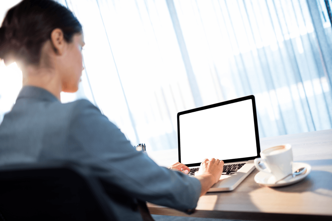 Transparent Business Concept with Professional Typing on Laptop