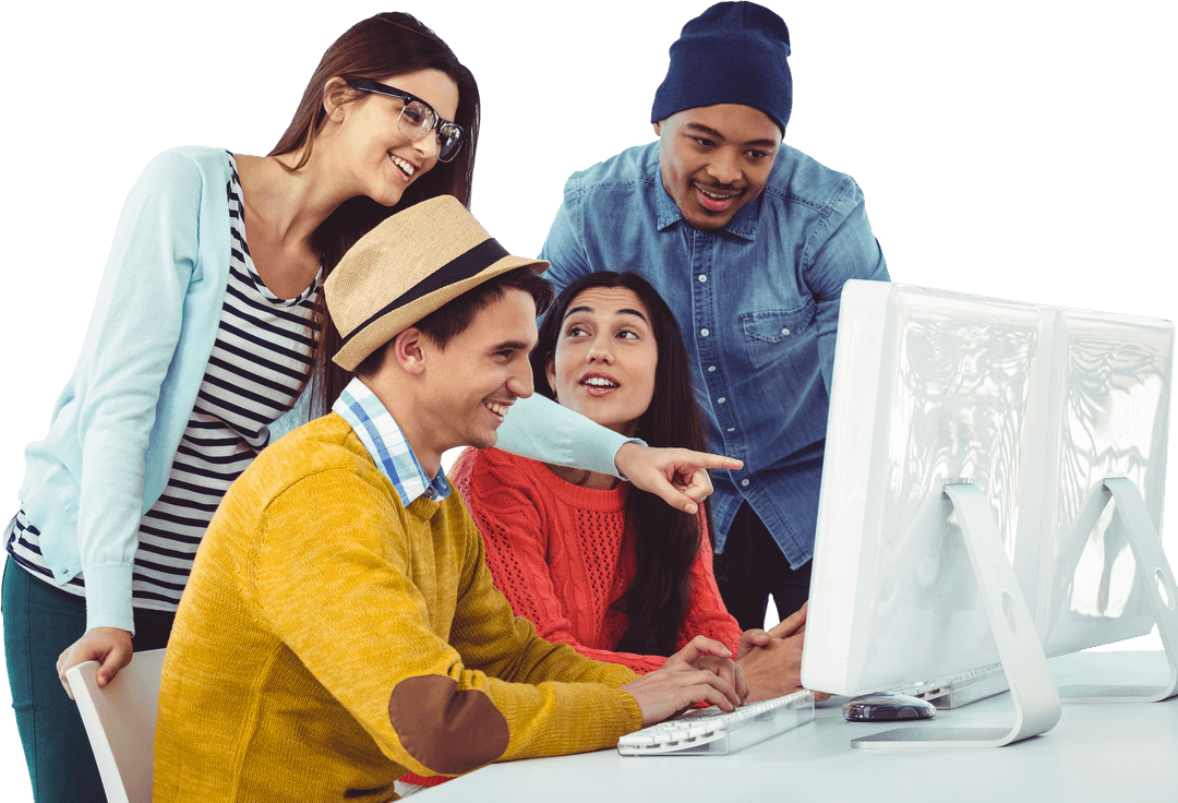 Young Creative Team Collaborating at Transparent Workplace Desk