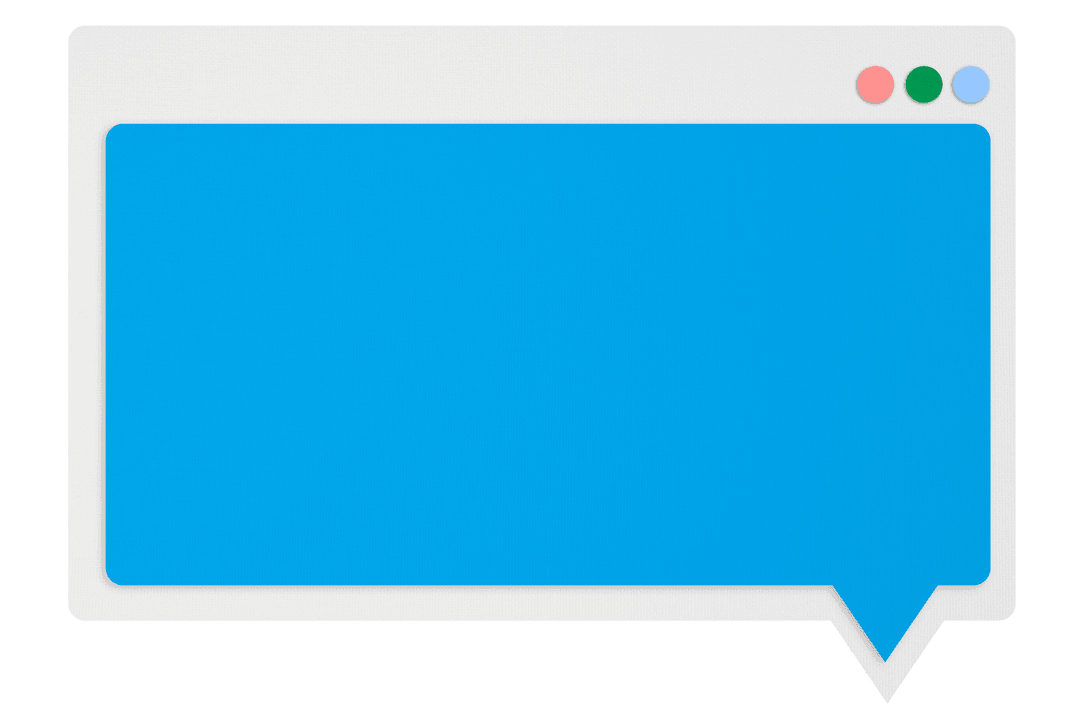 Blue Speech Bubble on Transparent Background with Colorful Dots