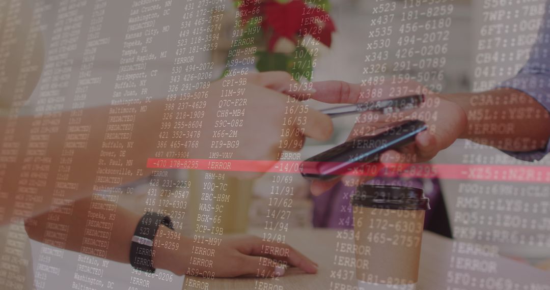 Digital Data Layers Over Smartphone Payment Scene