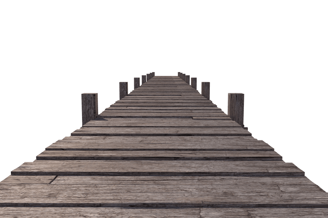 Isolated Transparent Image of Wooden Bridge Against Blank Background