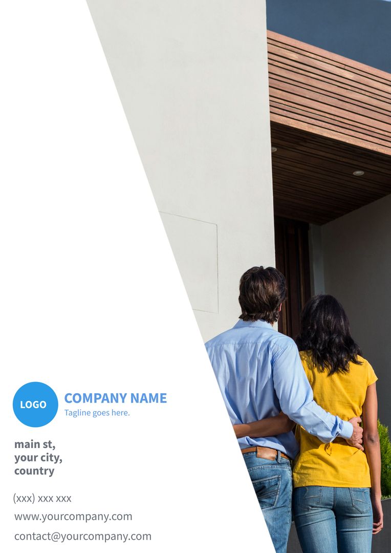 Couple Embracing Outside Modern Dream Home