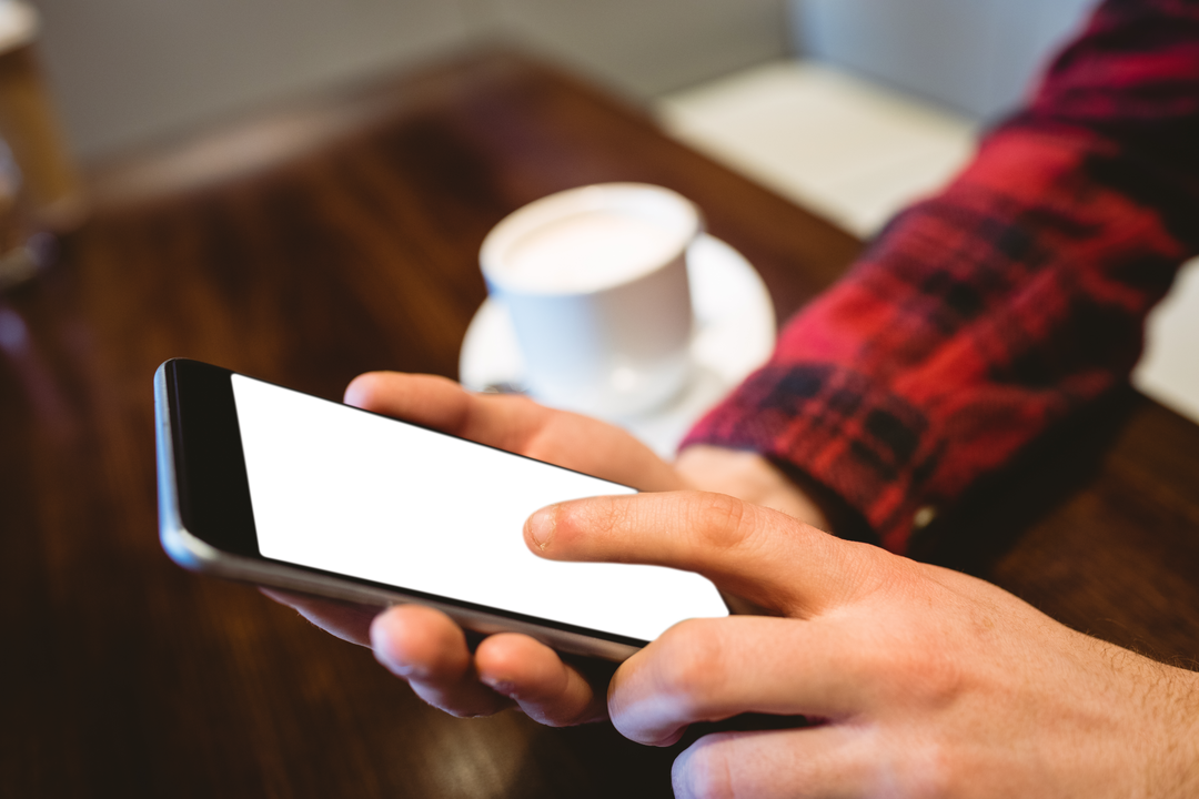 Hands Using Smartphone in Cafe with Transparent Screen - Download Free Stock Images Pikwizard.com