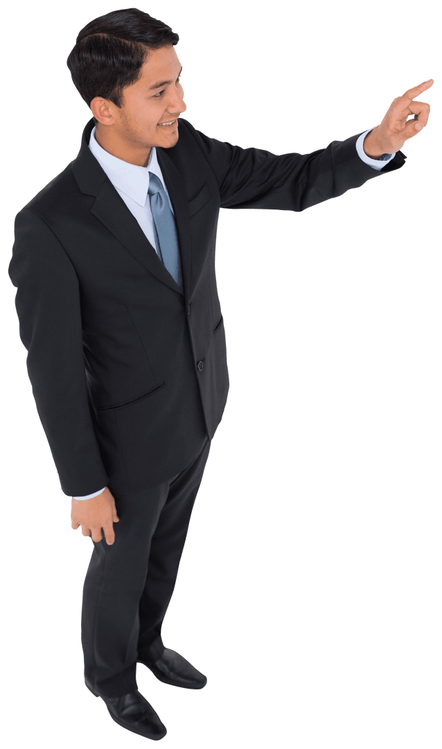 Transparent Asian Businessman Pointing Confidently