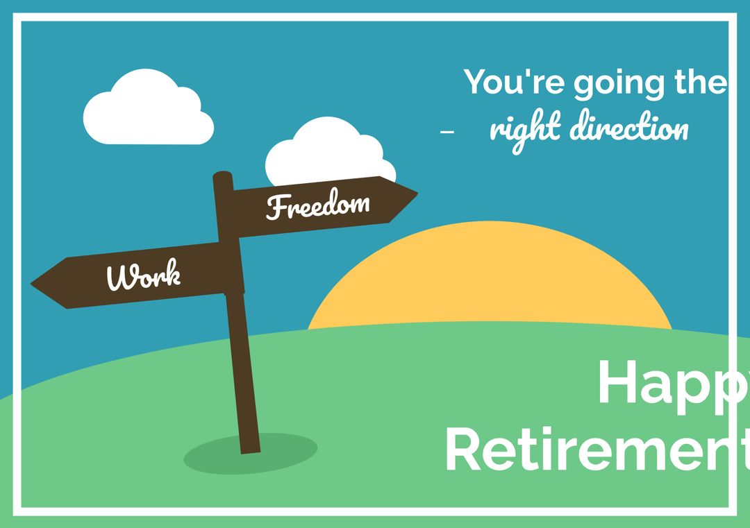 Retirement Journey with Work vs Freedom Signpost