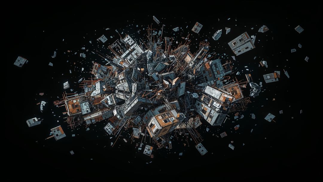 Deconstructed Architectural Elements Suspended in Void