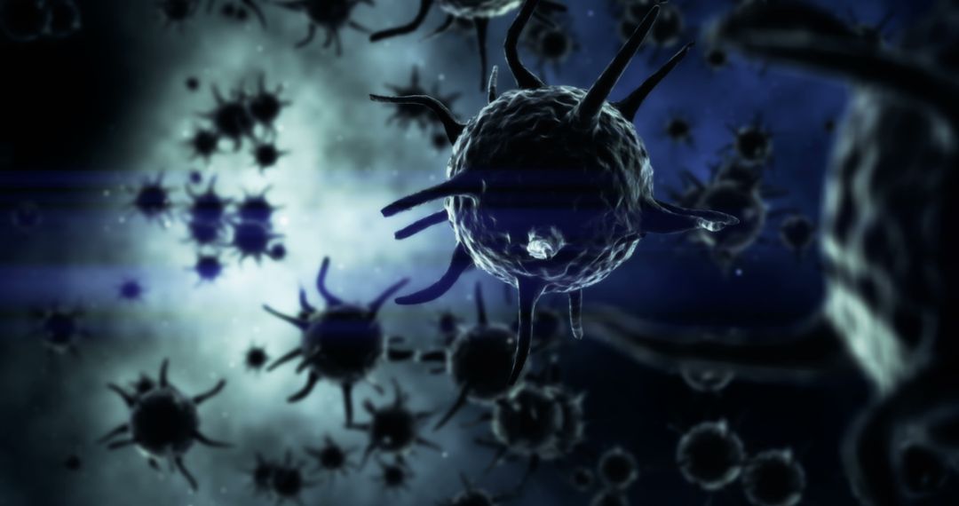 Microscopic View of Viruses Floating in Dark Environment - Free Images, Stock Photos and Pictures on Pikwizard.com