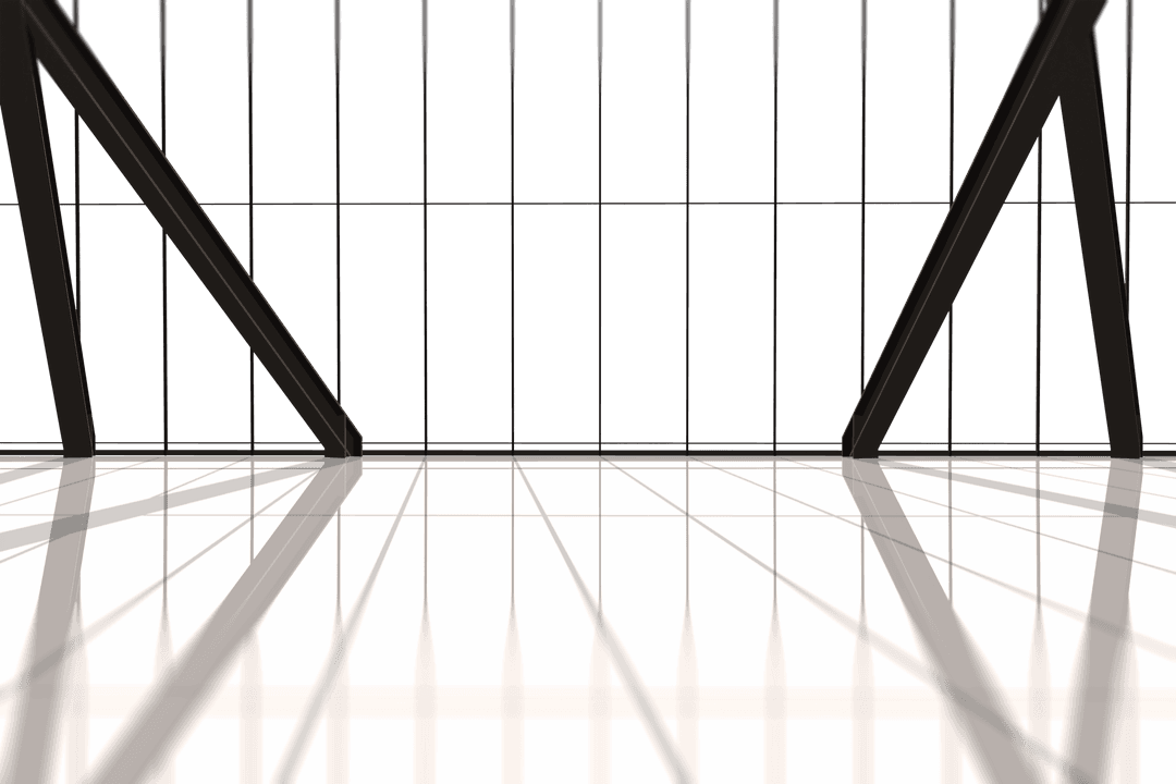 Minimalistic Interior with Industrial Windows on Transparent Background