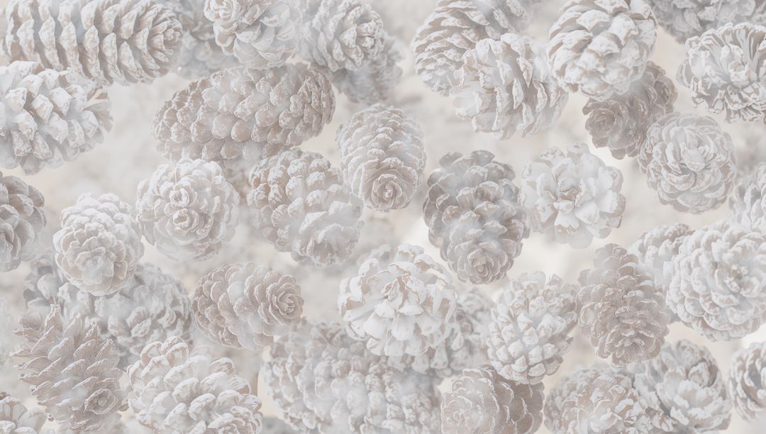 Snow-Dusted Pine Cone Pattern Creating Soft Winter Texture for Seasonal Design