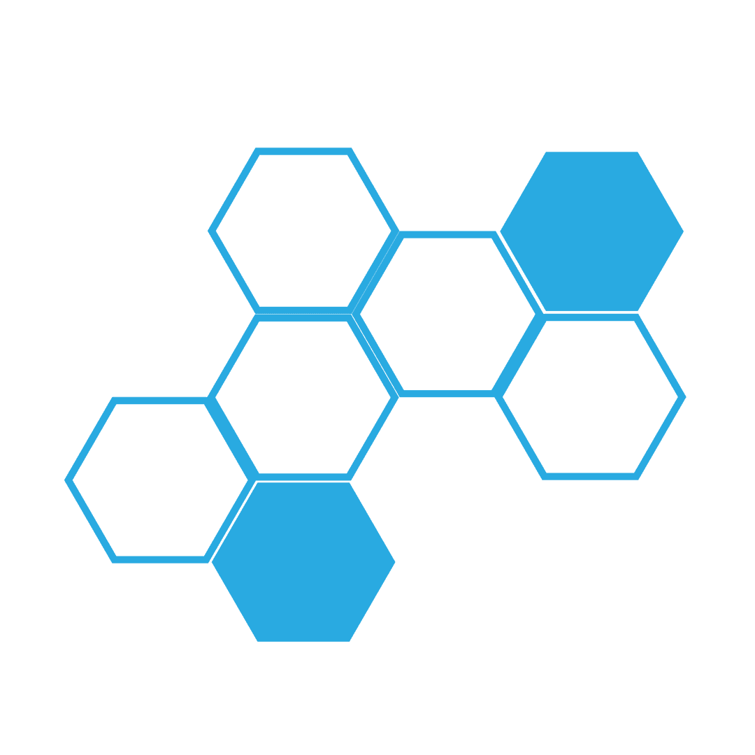 Transparent Blue Hexagonal Molecular Pattern on Black Background