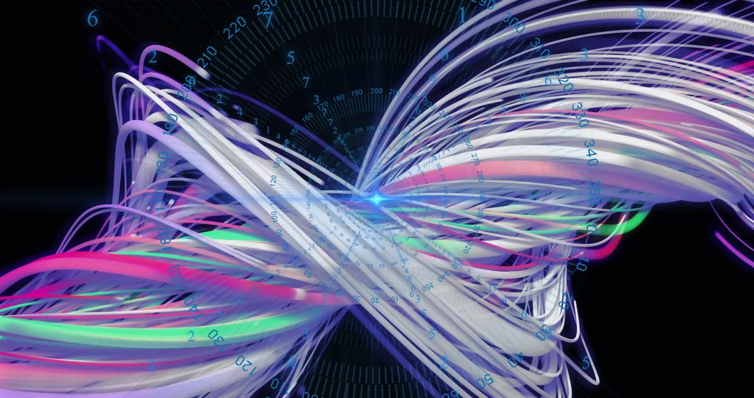 Abstract Futuristic Data Visualization with Vivid Twisting Lines
