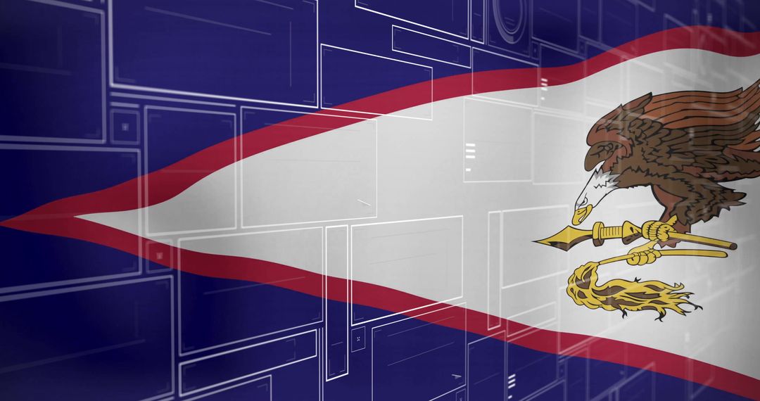 American Samoa Flag Displayed on Digital Grid Background