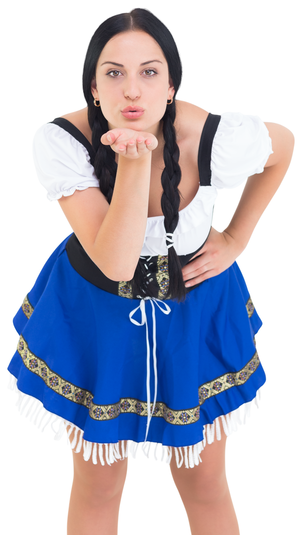 Transparent Oktoberfest Girl Blowing Kiss in Traditional Costume - Download Free Stock Images Pikwizard.com