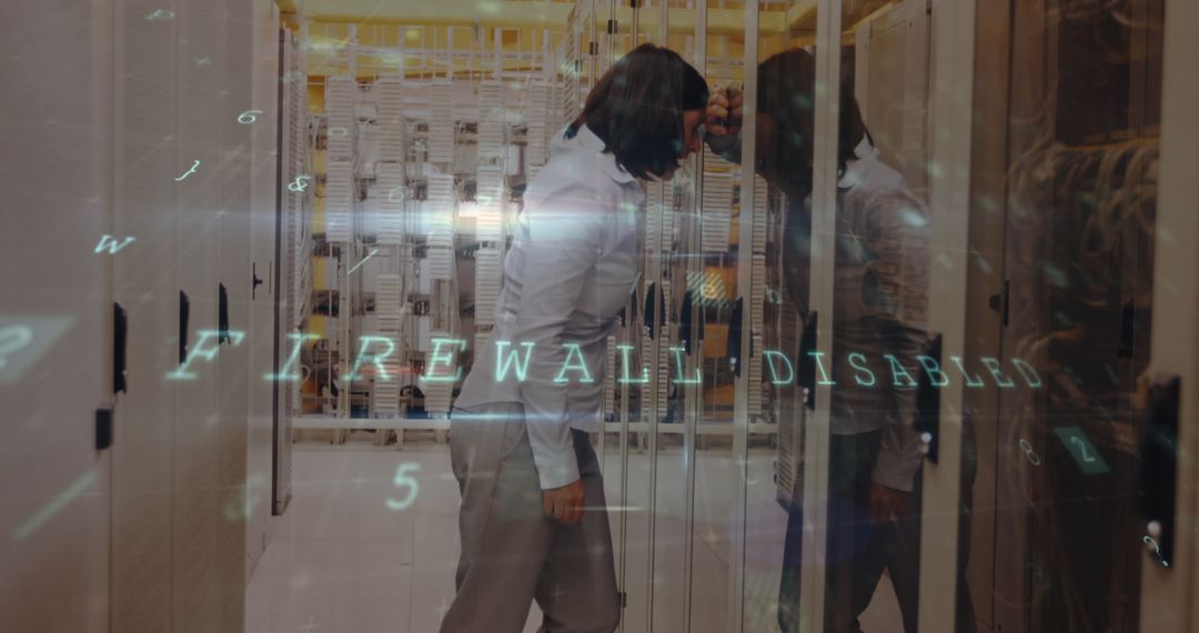 Stressed IT Engineer Facing Firewall Security Breach