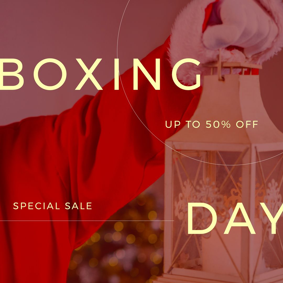 Boxing Day Sale With Santa Holding Lantern - Download Free Stock Templates Pikwizard.com