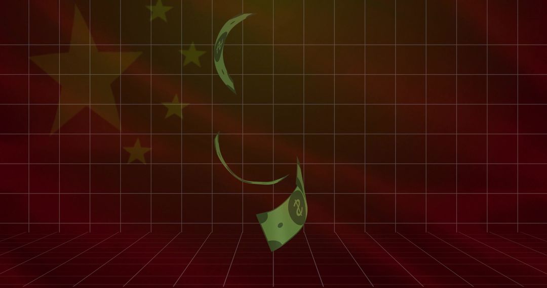 Digital Currency Trending in Virtual 3D Grid with Chinese Motif