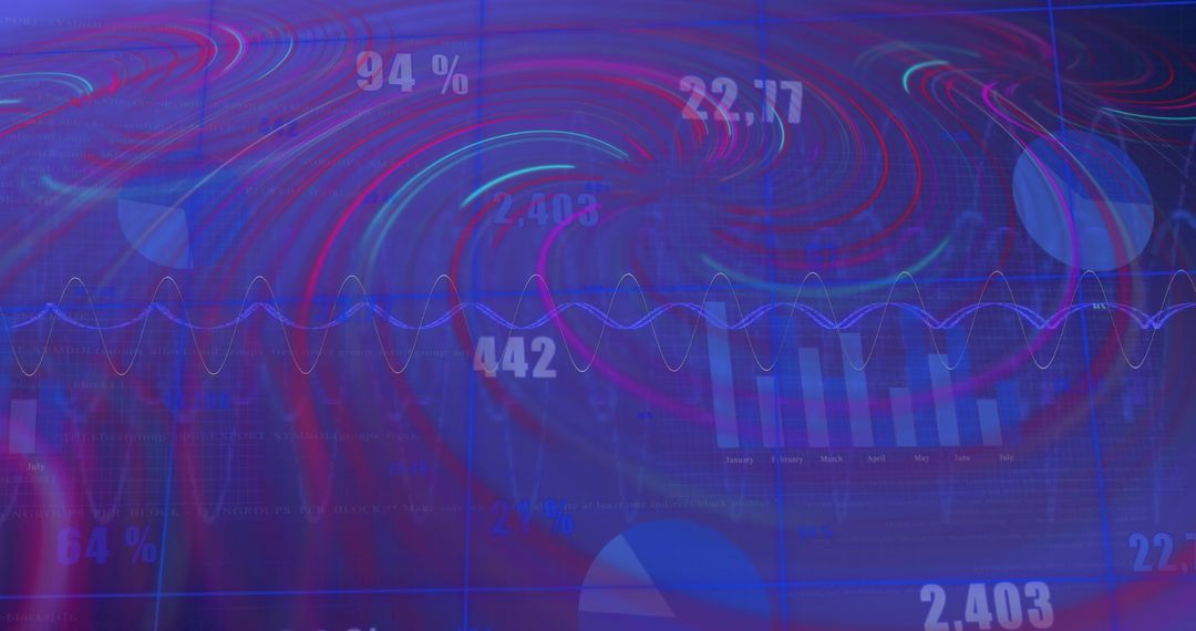 Waves of Financial Data on Blue Background