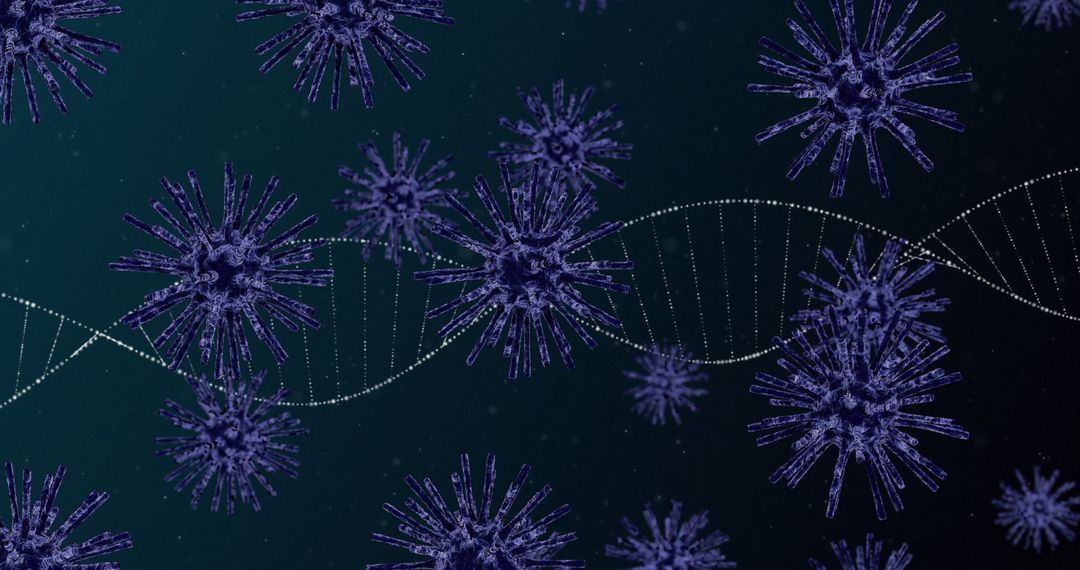 Virus Cells Interacting with DNA Strand in Digital Concept