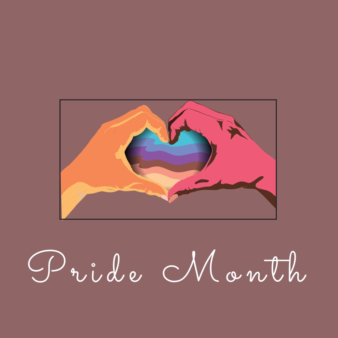 Diverse Hands Forming Heart Celebrating Pride Month