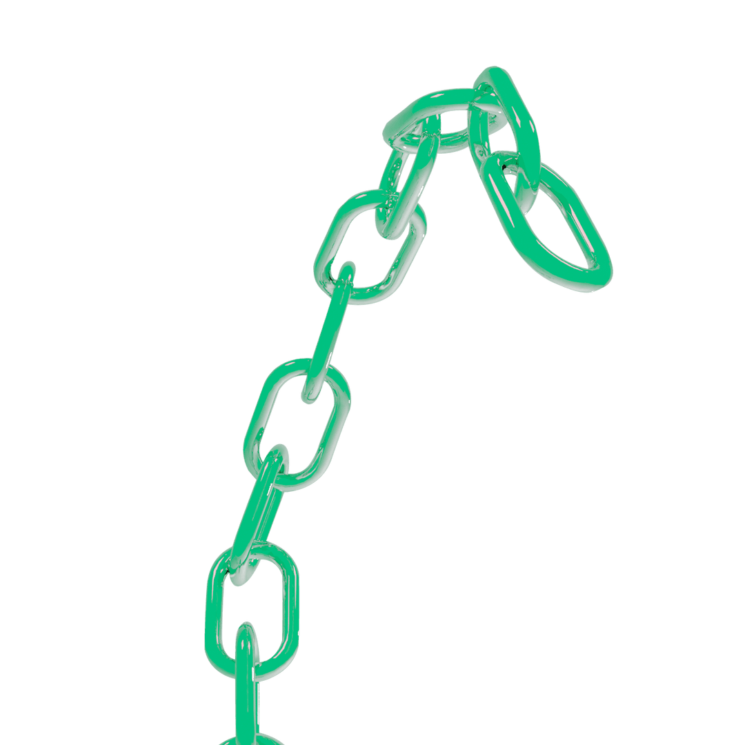 Futuristic Green Chain on Transparent Background for Tech and Industry Concepts
