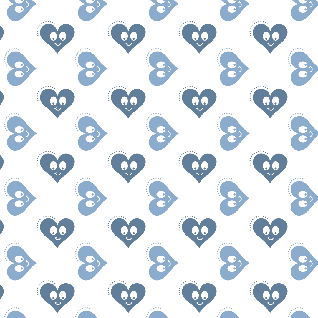 Happy Blue Heart Pattern with Transparent Background for Valentine's Day
