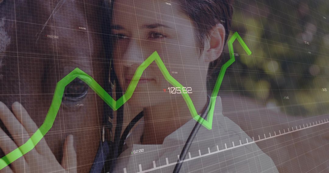 Equine Veterinarian Monitoring Horse with Innovative Tech Interface