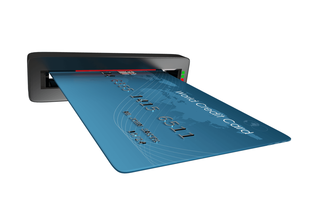 Transparent Credit Card Variable Distance Inserted into ATM Slot