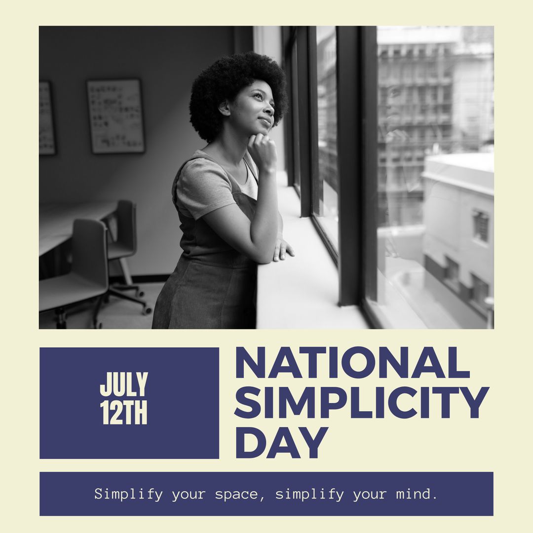 National Simplicity Day African American Woman Gazing Positivity