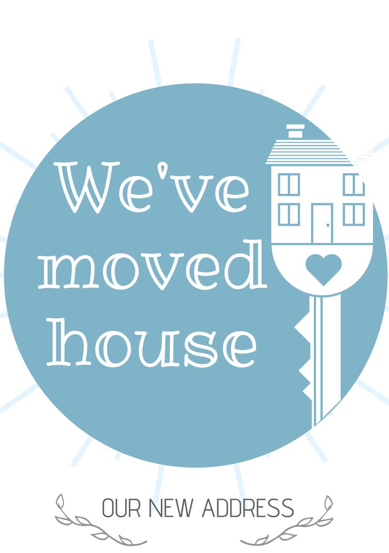 Moving Announcement with Key and House Icon