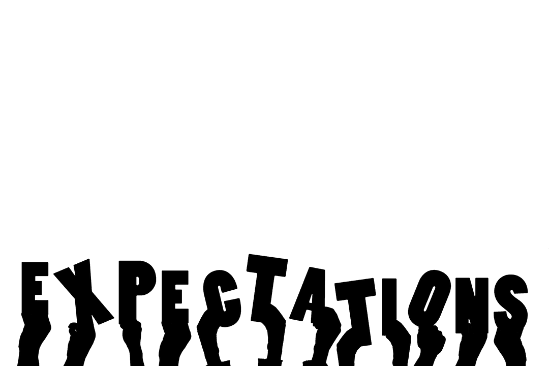 Hands Holding Expectations Text on Transparent Background