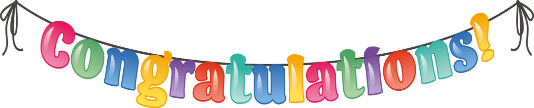 Colorful Congratulations Banner on Transparent Background for Celebrations