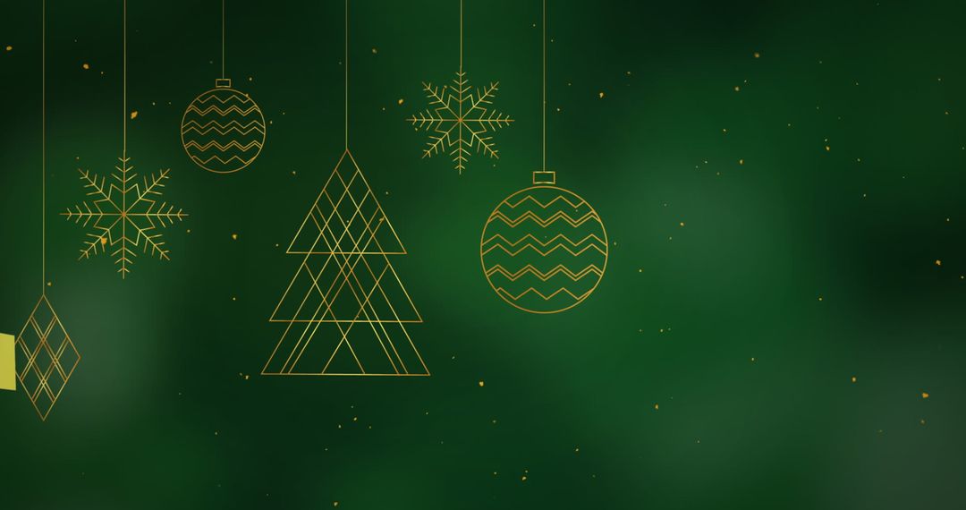 Simple Golden Christmas Decorations Hanging on Green Background - Free Images, Stock Photos and Pictures on Pikwizard.com