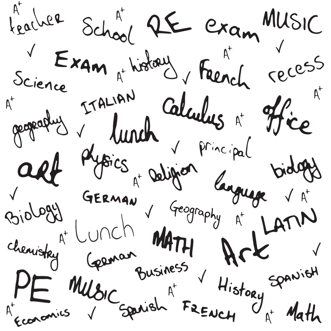 Transparent School Text Doodles Vector Element Collection