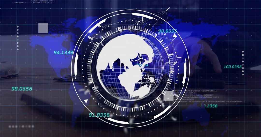 Futuristic Globe with Digital Data Overlay Hosting Concepts