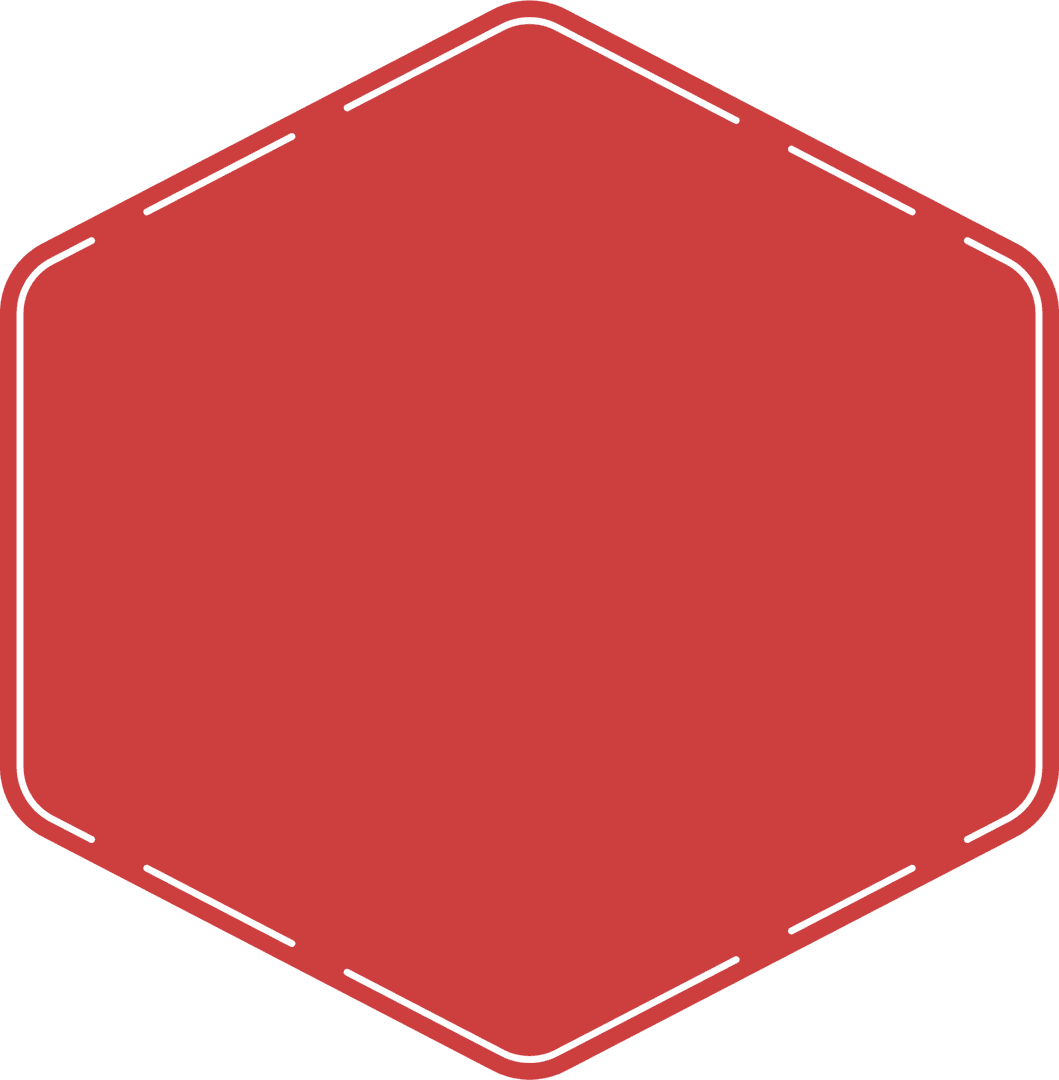 Red Hexagon with Copy Space on Transparent Background