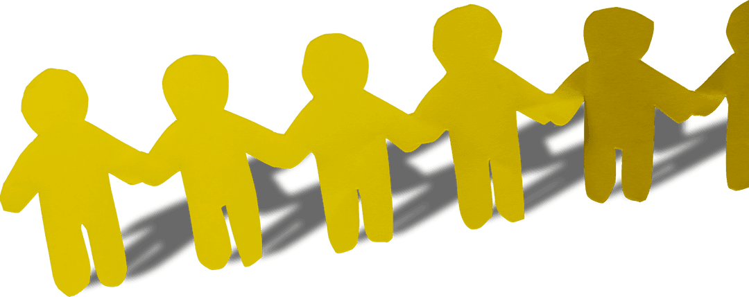 Paper Chain Silhouette of Human Figures on Transparent Background