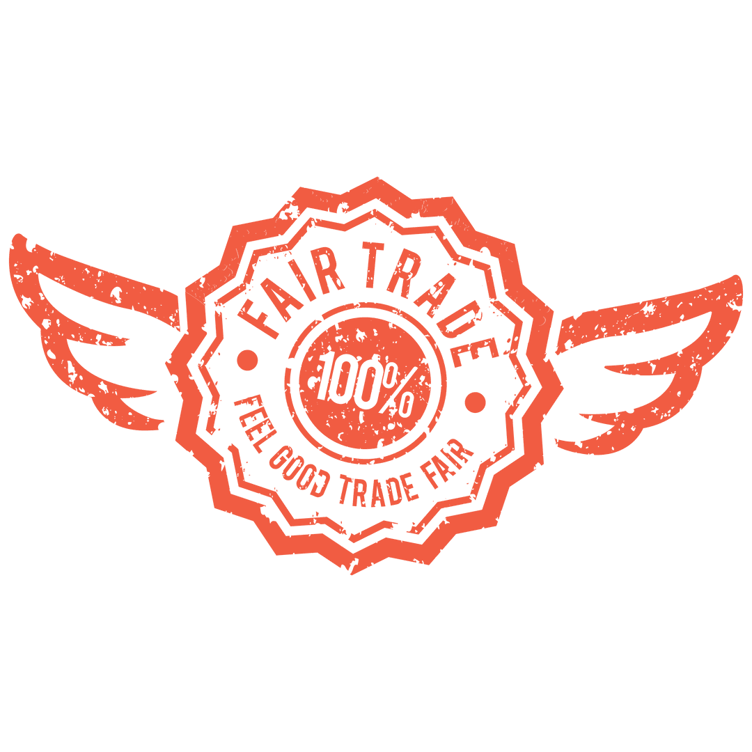 Fair Trade Emblem with Winged Design on Transparent Background